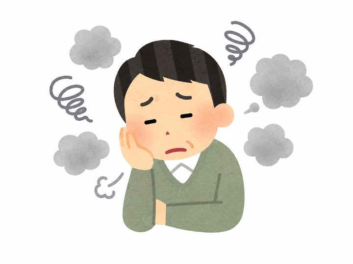 長期にわたるストレスで疲れている男性のイラスト