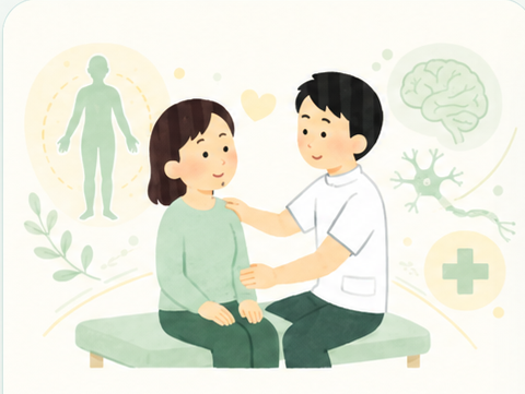 難病・神経疾患に向き合うことを表した、やさしい医療イラスト
